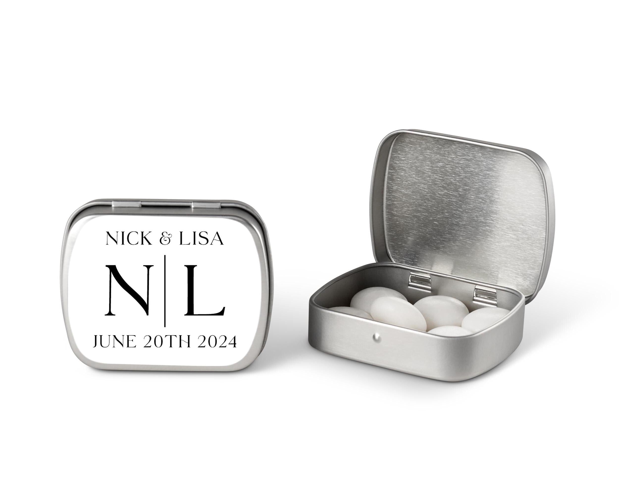 Wedding Couple Initial Mint Tins, Personalized Monogram Bridal Favors, Empty Favor Candy Tin