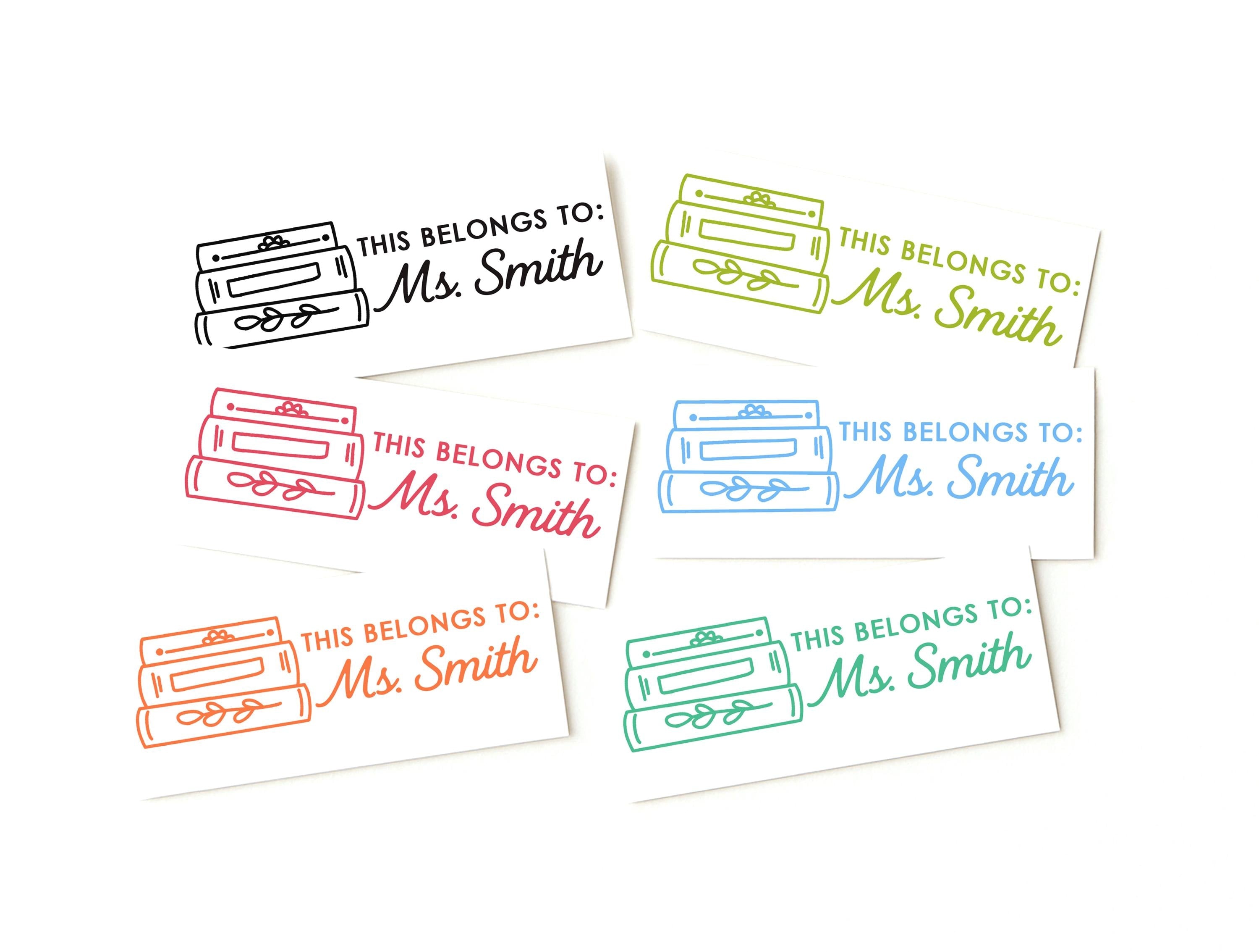 Personalized Teacher Book Stickers, Custom Name Classroom Library Labels, Stack of Books Labels