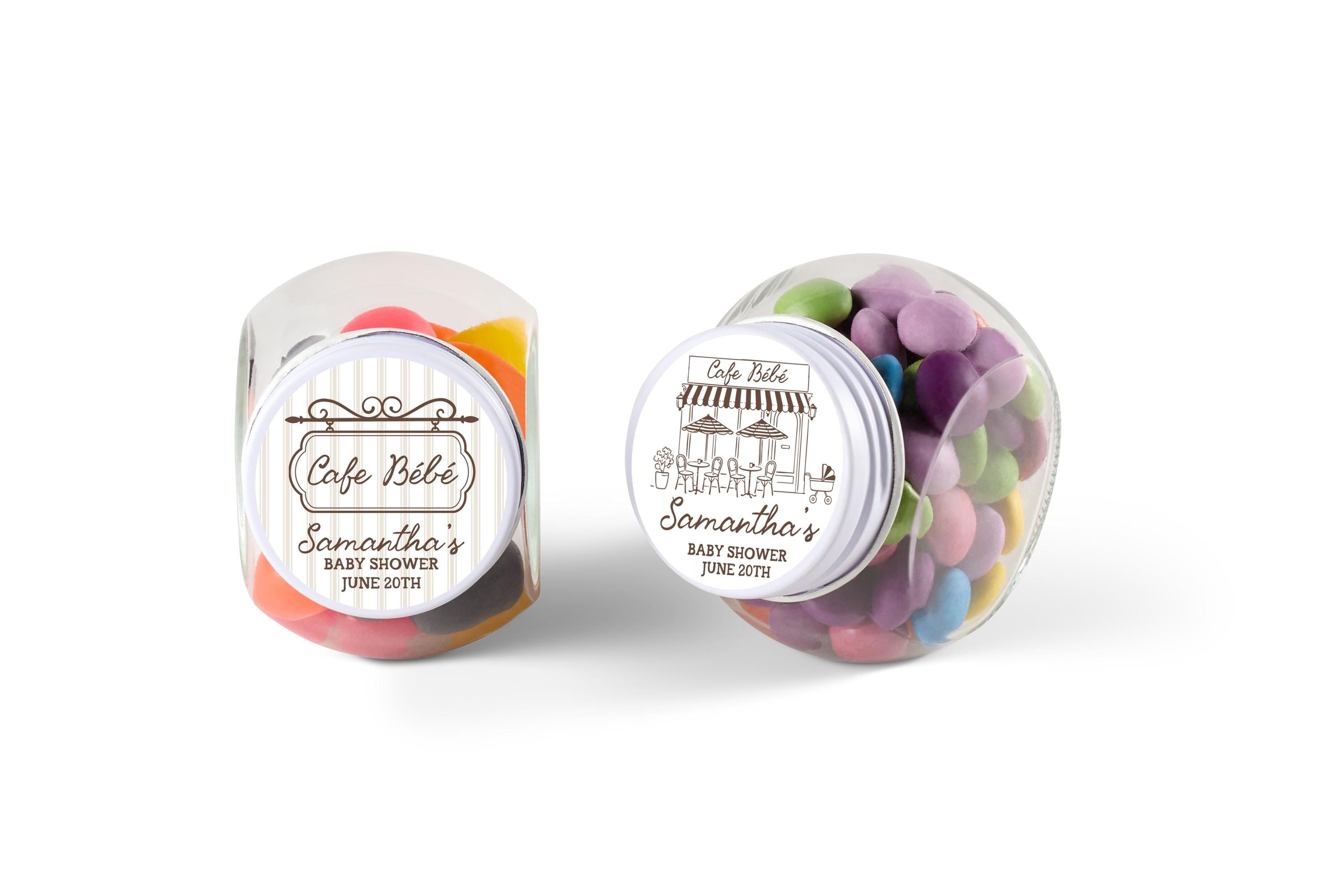 Cafe Bebe Candy Jars, Personalized Jars for Baby Shower,