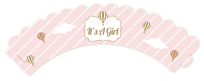Hot Air Balloon Gold Glitter - Baby Shower Cupcake Wrappers
