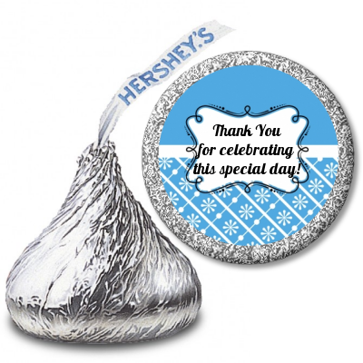 Modern Thatch Blue - Hershey Kiss Sticker Labels