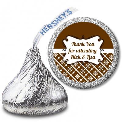 Modern Thatch Brown - Hershey Kiss Sticker Labels
