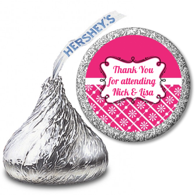 Modern Thatch Fuschia - Hershey Kiss Sticker Labels