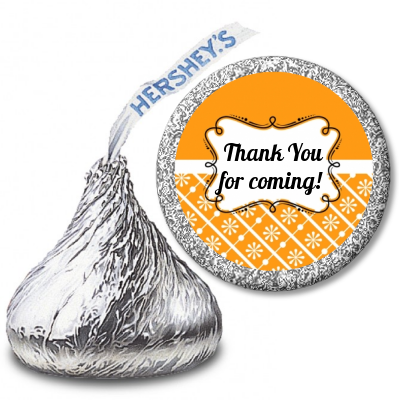 Modern Thatch Orange - Hershey Kiss Sticker Labels