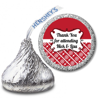 Modern Thatch Red - Hershey Kiss Sticker Labels