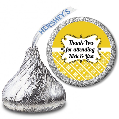 Modern Thatch Yellow - Hershey Kiss Sticker Labels