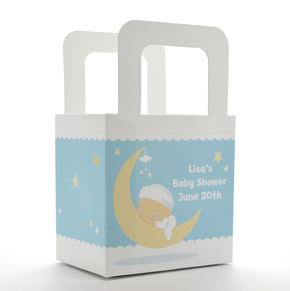 Over The Moon Boy - Personalized Baby Shower Favor Boxes