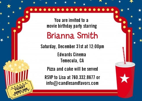 Movie Theater - Birthday Party Invitations