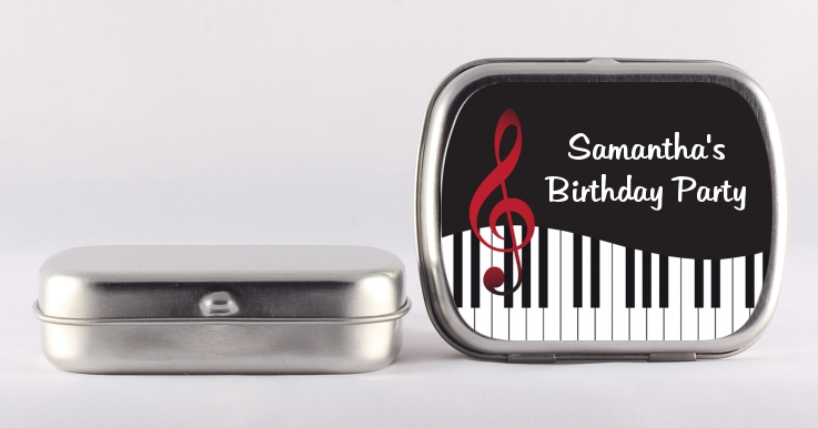 Musical Notes Black and White - Personalized Birthday Party Mint Tins