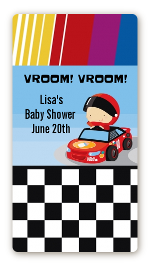Nascar Inspired Racing - Custom Rectangle Baby Shower Sticker/Labels