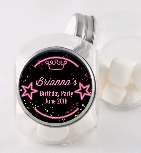Neon Pink Glow In The Dark - Personalized Birthday Party Candy Jar
