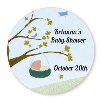 Nursery Rhyme - Rock a Bye Baby - Round Personalized Baby Shower Sticker Labels