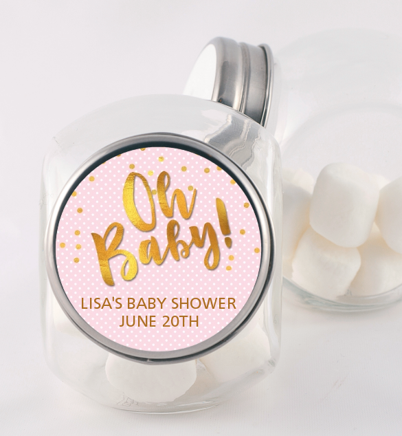 Oh Baby Shower Girl - Personalized Baby Shower Candy Jar