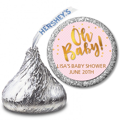Oh Baby Shower Girl - Hershey Kiss Baby Shower Sticker Labels