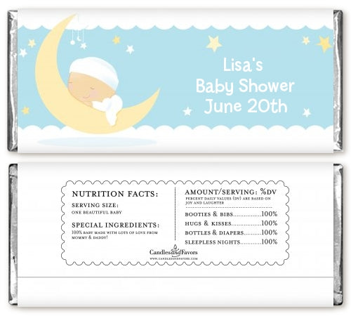 Over The Moon Boy - Personalized Baby Shower Candy Bar Wrappers
