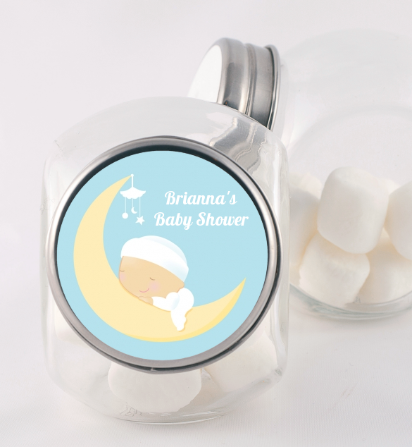 Over The Moon Boy - Personalized Baby Shower Candy Jar