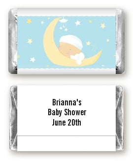 Over The Moon Boy - Personalized Baby Shower Mini Candy Bar Wrappers