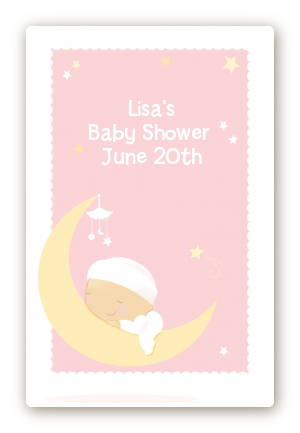 Over The Moon Girl - Custom Large Rectangle Baby Shower Sticker/Labels