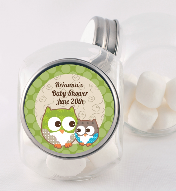 Owl - Look Whooo's Having A Baby - Personalized Baby Shower Candy Jar