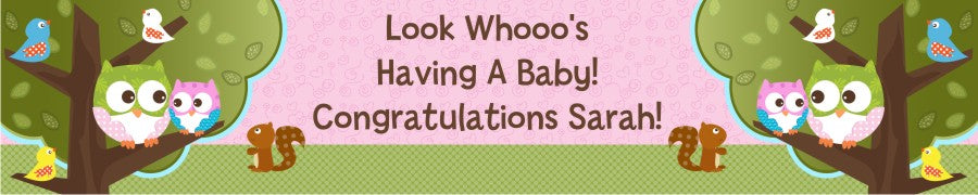 Owl - Look Whooo's Having A Girl - Personalized Baby Shower Banners