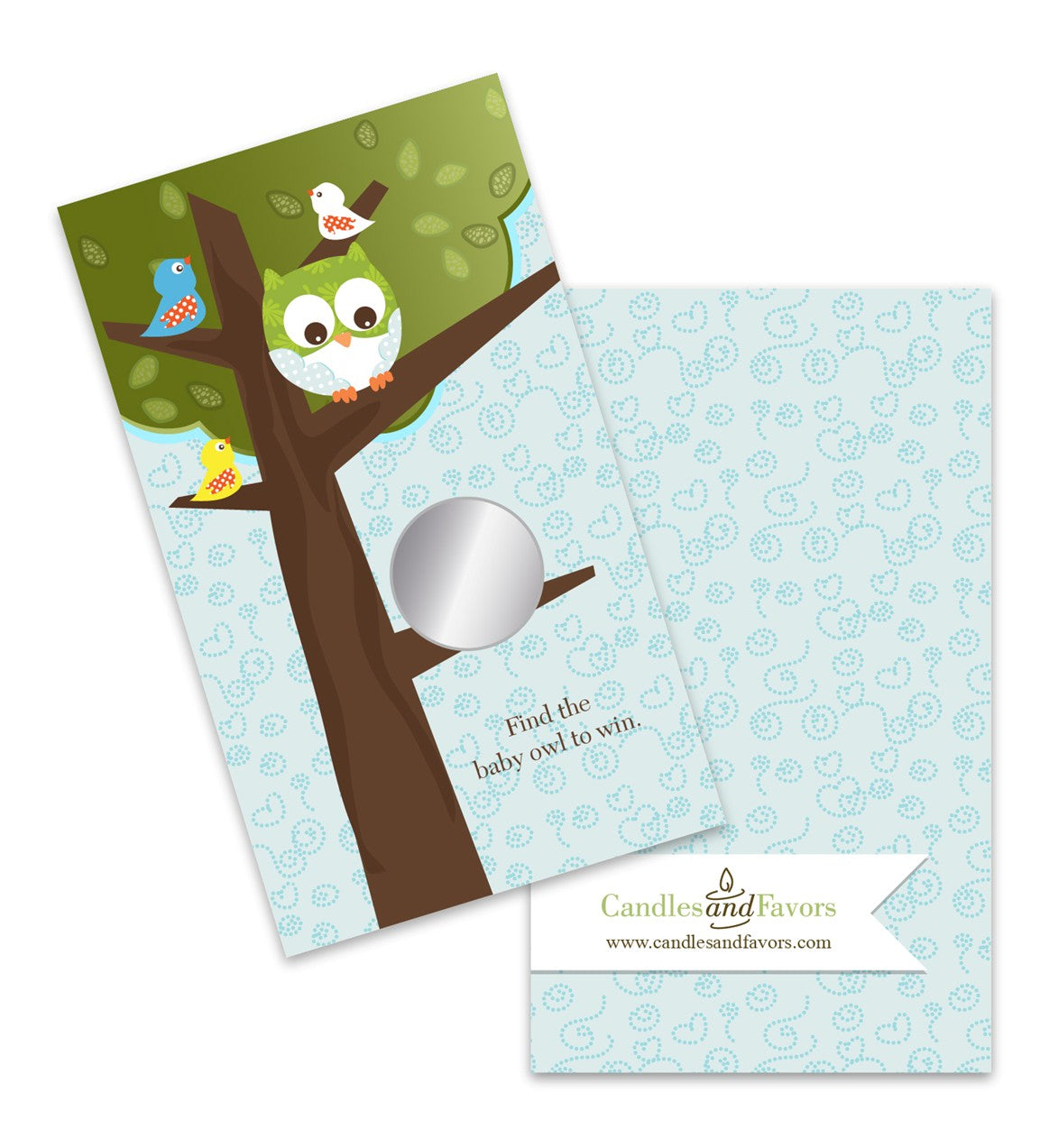 Owl - Look Whooo's Having A Boy - Baby Shower Scratch Off Game Tickets