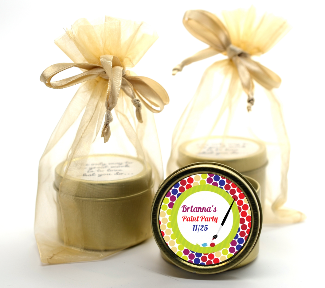 Paint Party - Birthday Party Gold Tin Candle Favors