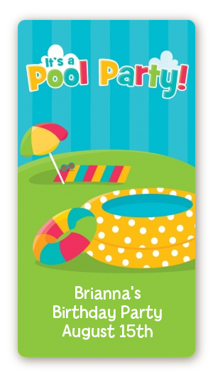 Pool Party - Custom Rectangle Birthday Party Sticker/Labels