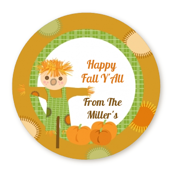 Pumpkin Patch Scarecrow Fall Theme - Round Personalized Halloween Sticker Labels