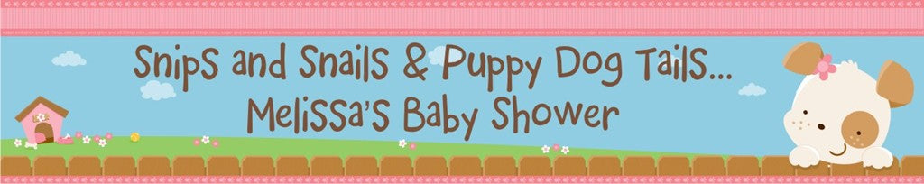Puppy Dog Tails Girl - Personalized Baby Shower Banners