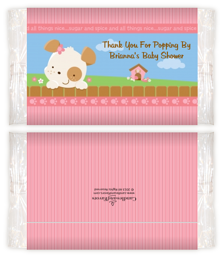 Puppy Dog Tails Girl - Personalized Popcorn Wrapper Baby Shower Favors