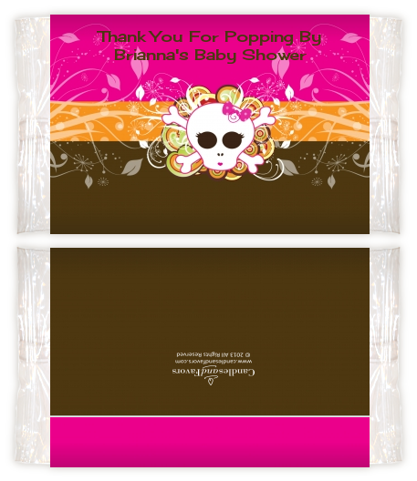 Rock Star Baby Girl Skull - Personalized Popcorn Wrapper Baby Shower Favors