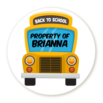 School Bus - Round Personalized School Sticker Labels