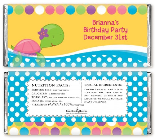 Sea Turtle Girl - Personalized Birthday Party Candy Bar Wrappers