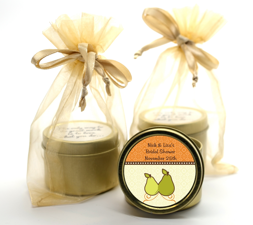 The Perfect Pair - Bridal Shower Gold Tin Candle Favors