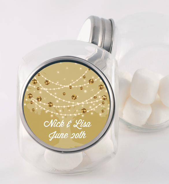 Tree Glitter String Lights - Personalized Bridal Shower Candy Jar