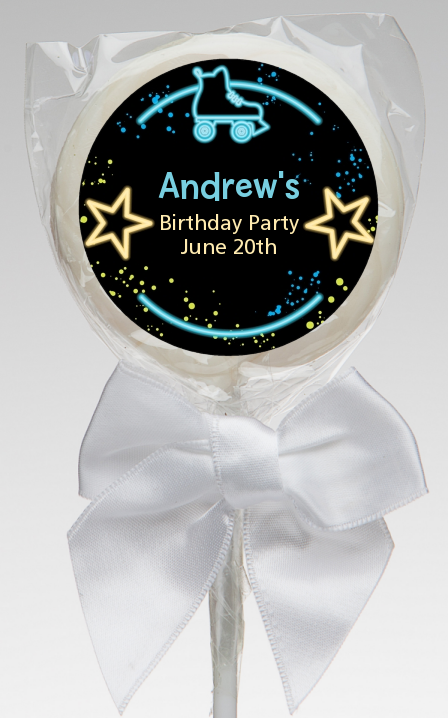  Neon Blue Glow In The Dark - Personalized Birthday Party Lollipop Favors Option 1