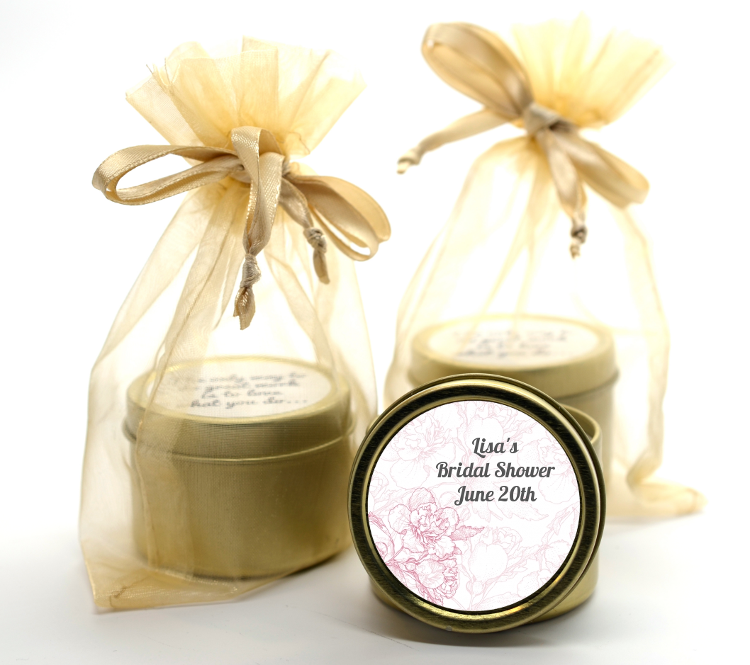 Elegant Flowers Gold Tin Candle Favors Candles & Favors