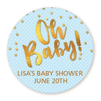 Oh Baby Shower Boy Personalized Sticker Labels 