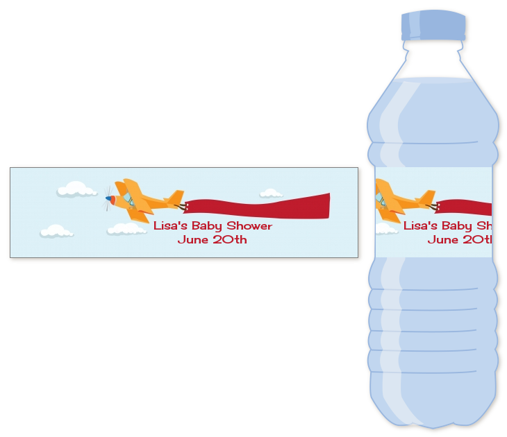 Airplane in the Clouds Water Bottle Label