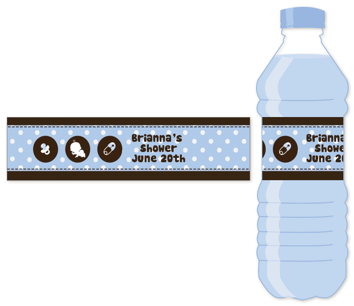 Modern Baby Boy Blue Polka Dots - Personalized Baby Shower Water Bottle  Labels