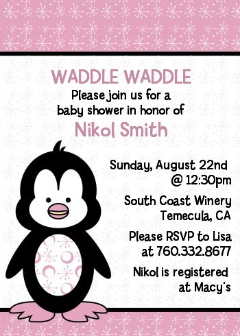 penguin baby shower invitations