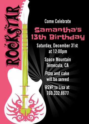 Rock Star Birthday Party Ideas on Www Etsy Com Listing 70463330 Rockstar Birthday Invitation Rock Star