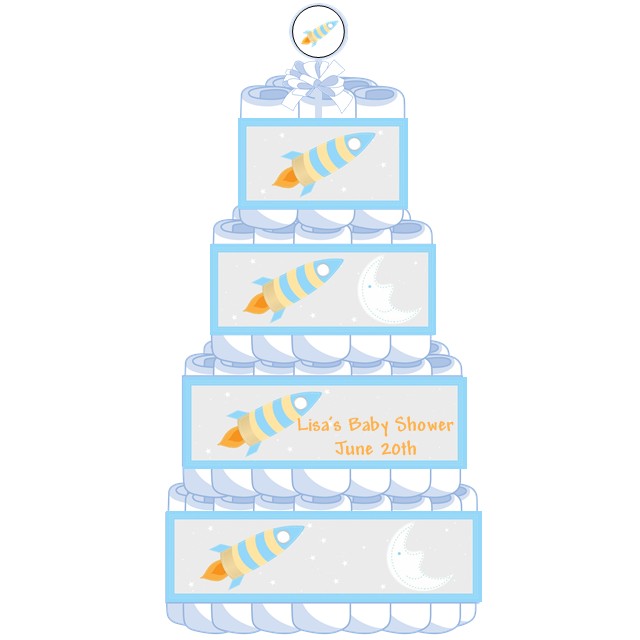 Rocket ship diaper store cake