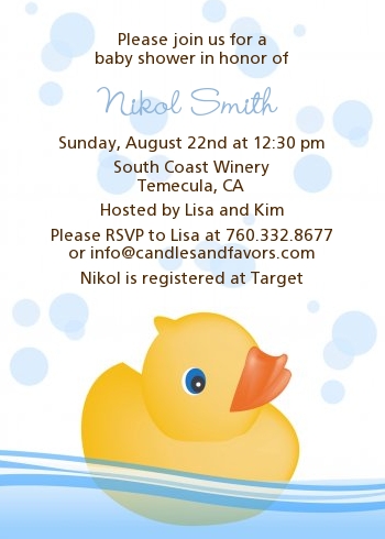 rubber duck baby shower invitations