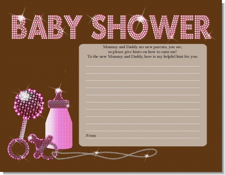 Baby Bling Pink - Baby Shower Notes of Advice