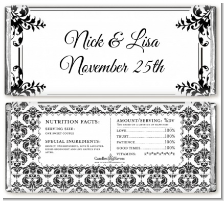 Damask - Personalized Bridal Shower Candy Bar Wrappers