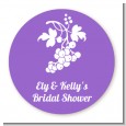 Grapes - Round Personalized Bridal Shower Sticker Labels thumbnail