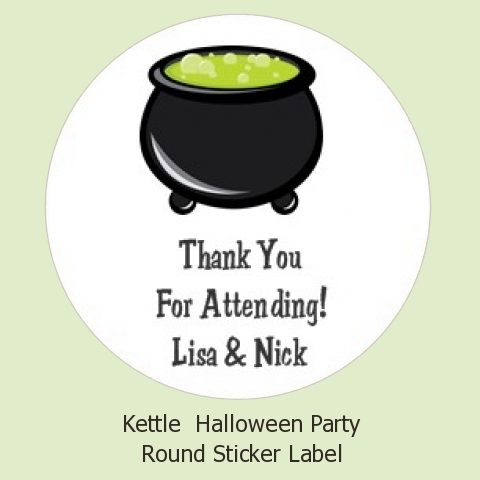  Kettle - Round Personalized Halloween Sticker Labels 