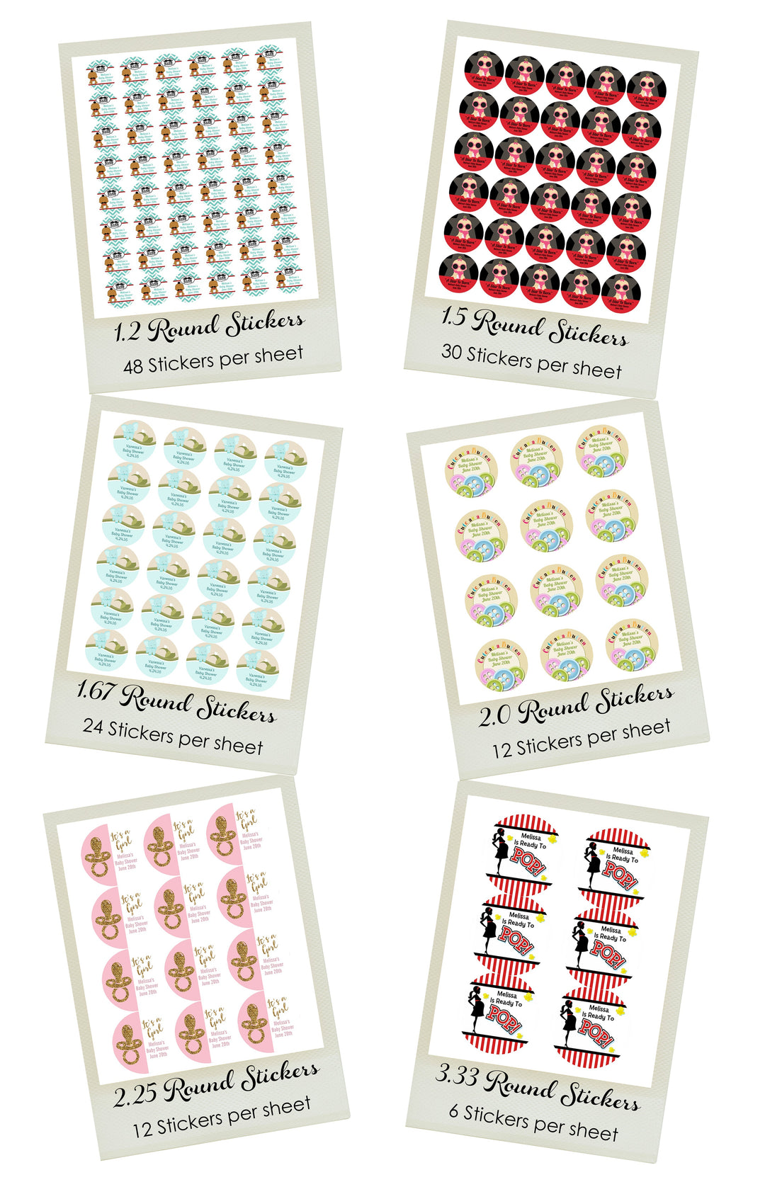 Baby Shower Personalized Round Stickers