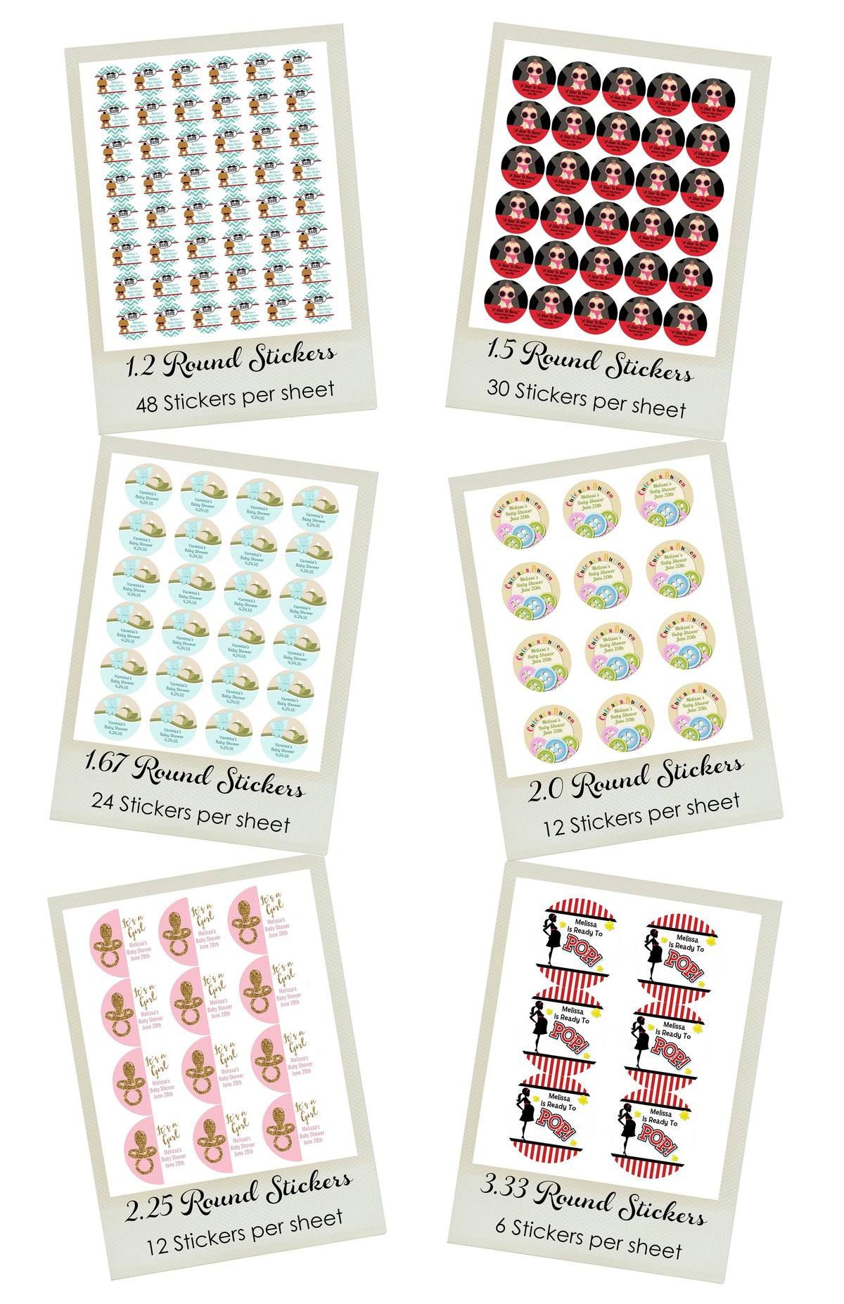 Baby Shower Personalized Round Stickers
